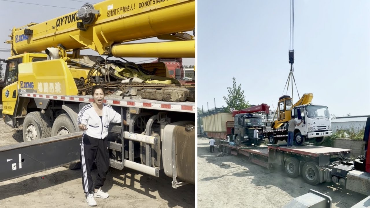 Female Crane Operator Heze Skillfully Handles Heavy Machinery and Loads on Jobsite!