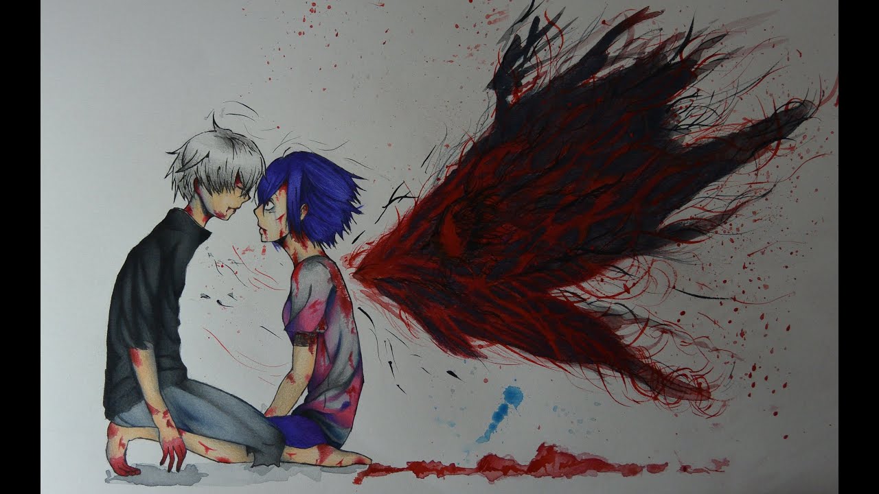 Drawing Kaneki and Touka- Tokyo Ghoul