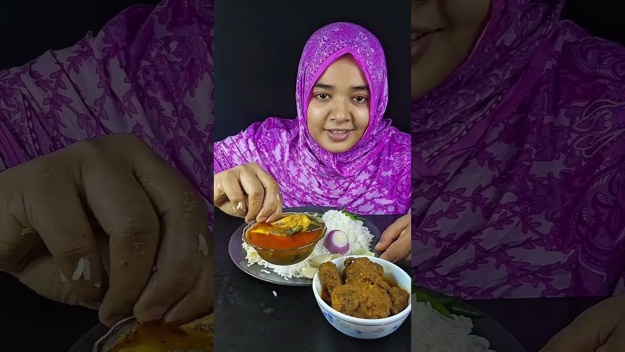 Cooking & Eating Unique Style Chicken,Hilsha Fish Patla Jhol,Mixed Vhorta, Bigbites,Asmr Eating Show