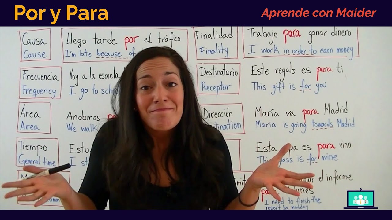 Free Spanish Lessons with Maider - Por and Para 04