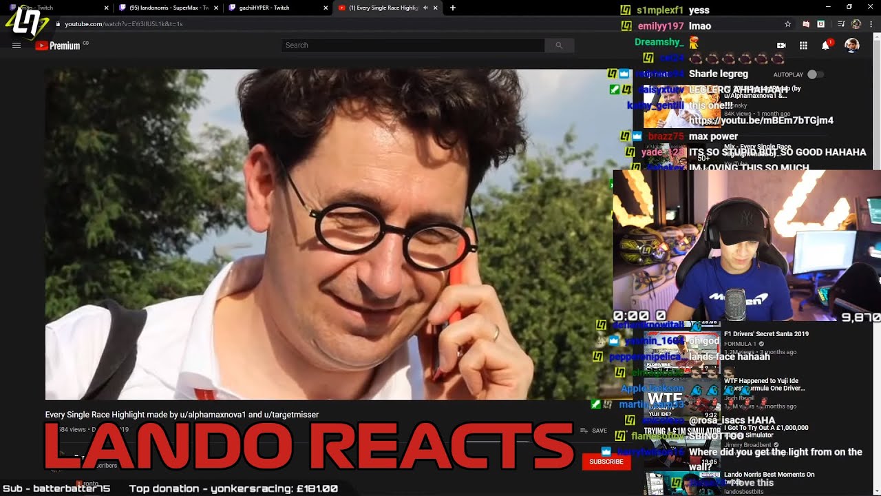 Lando Norris reacts to the Race Highlights made by Alphamaxnova1 and u/targetmisser
