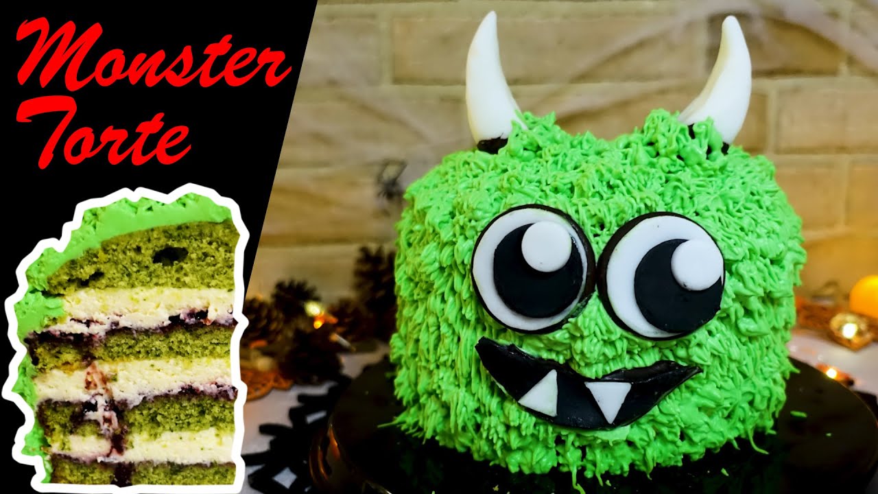 grüne Monster Torte | gruselig lustige Halloween Torte