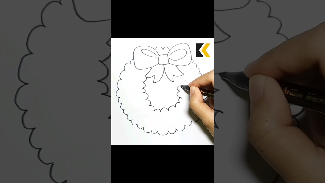 How To Draw Christmas Wreath Easily #wreath #christmas #merrychristmas #drawing #kidosdrawing