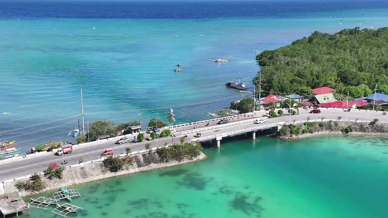 Flying over Poblacion Dauis, Bohol