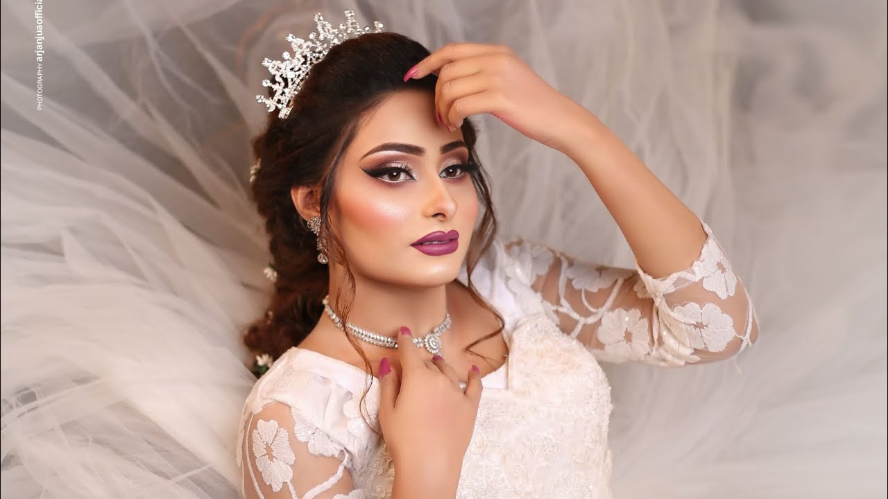 White Silver dress | Makeup tutorial for Christian bride | Farah’s beauty salon
