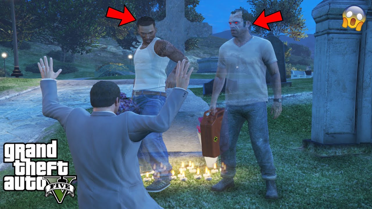 GTA 5 - Michael Found CJ's And Trevor's GHOSTS (scary easter eggs)