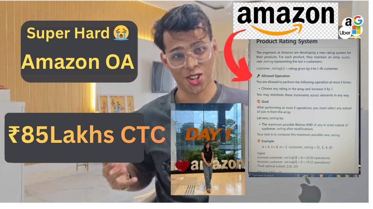 Amazon SDE-2 OA (85 лакхов рупий CTC) | Сверхсложный вопрос по алгоритмам обработки данных и мани...