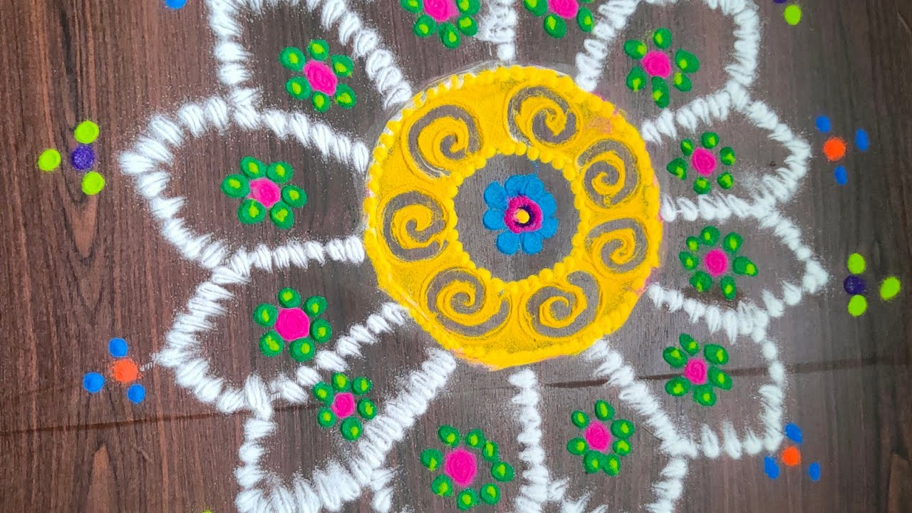 Colourful kolam #rangoli #dailykolam #easyrangoli #kolam