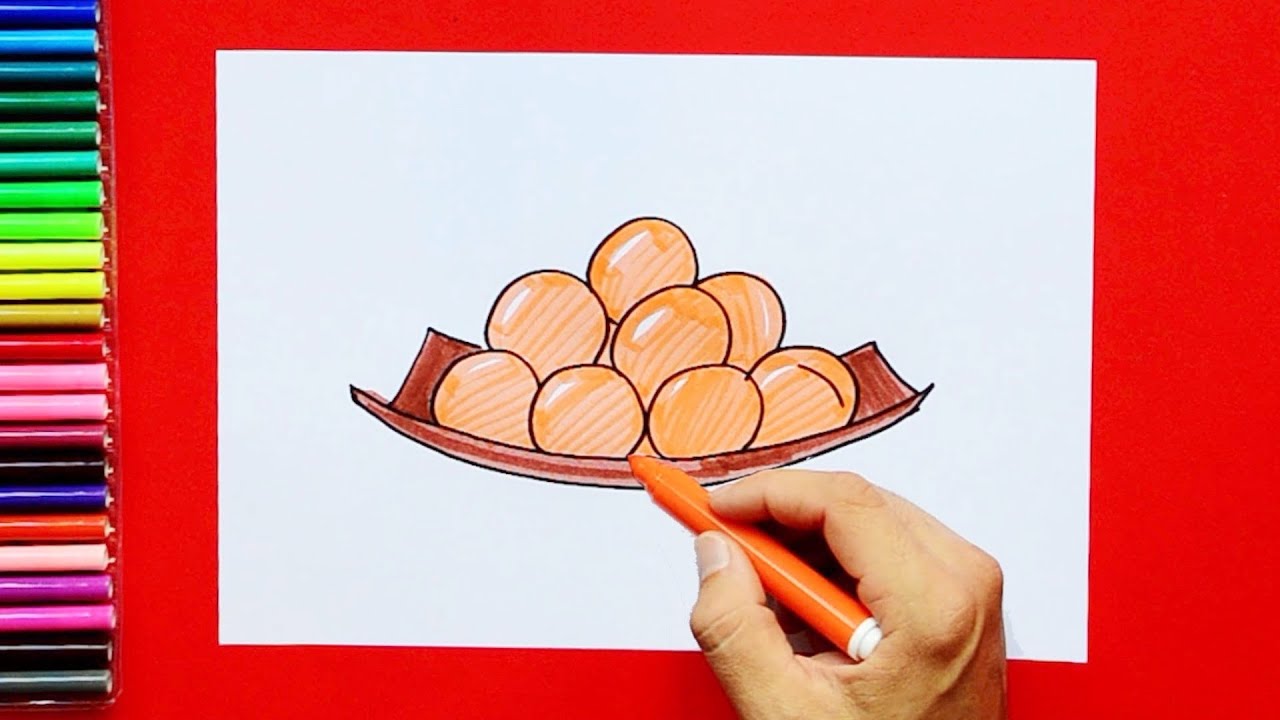 How to draw Gulab Jamun - Indian festive sweets