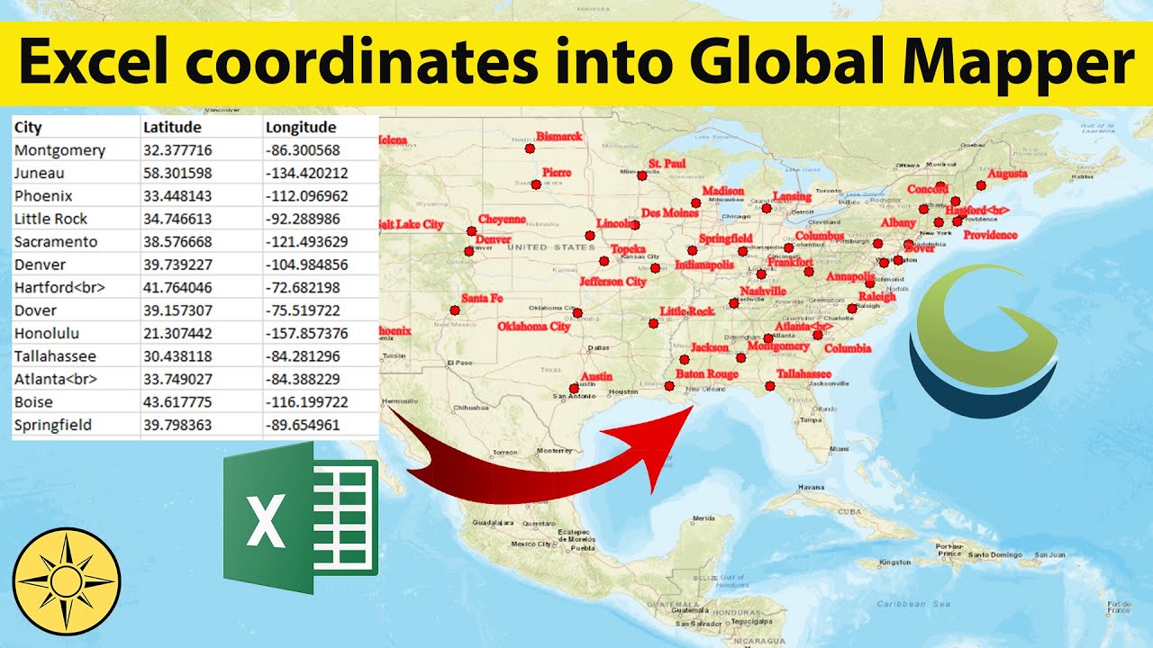 Importing Excel coordinates into Global Mapper