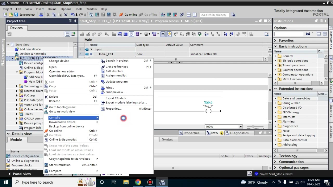 Siemens TIA Portal V16 Tutorial: Creating a New Project