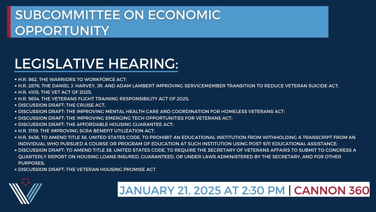 Subcommittee on Economic Opportunity Legislative Hearing