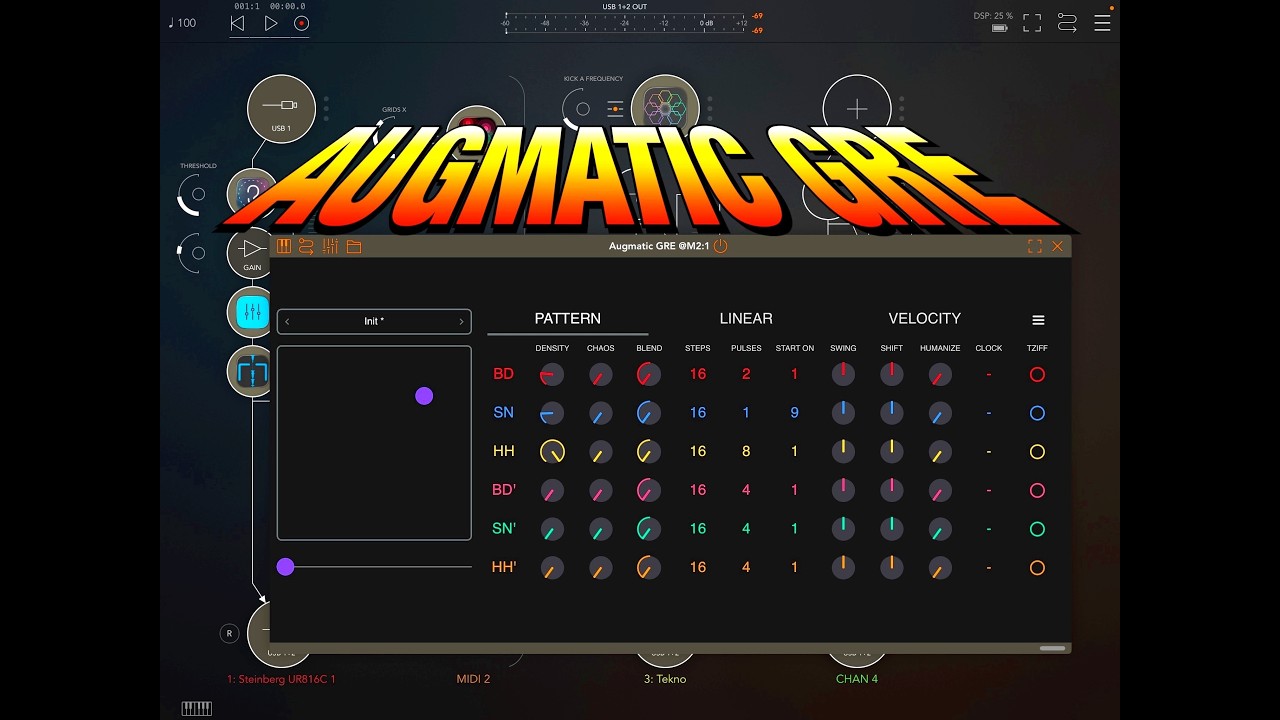 Augmatic GRE - Algorithmic Drum Patterns - Midi Sequencer - Demo for the iPad