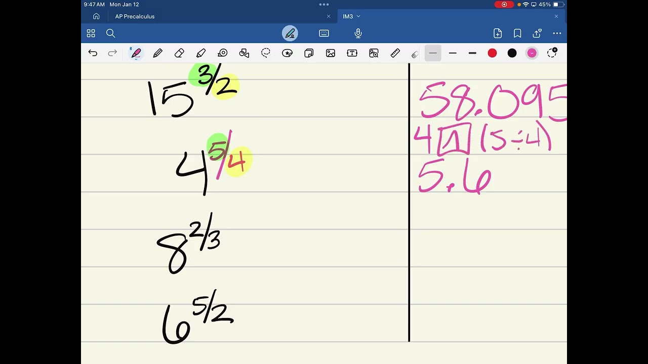 IM3 - 1/12 Notes - 5.1 nth Roots & Radical Exponents