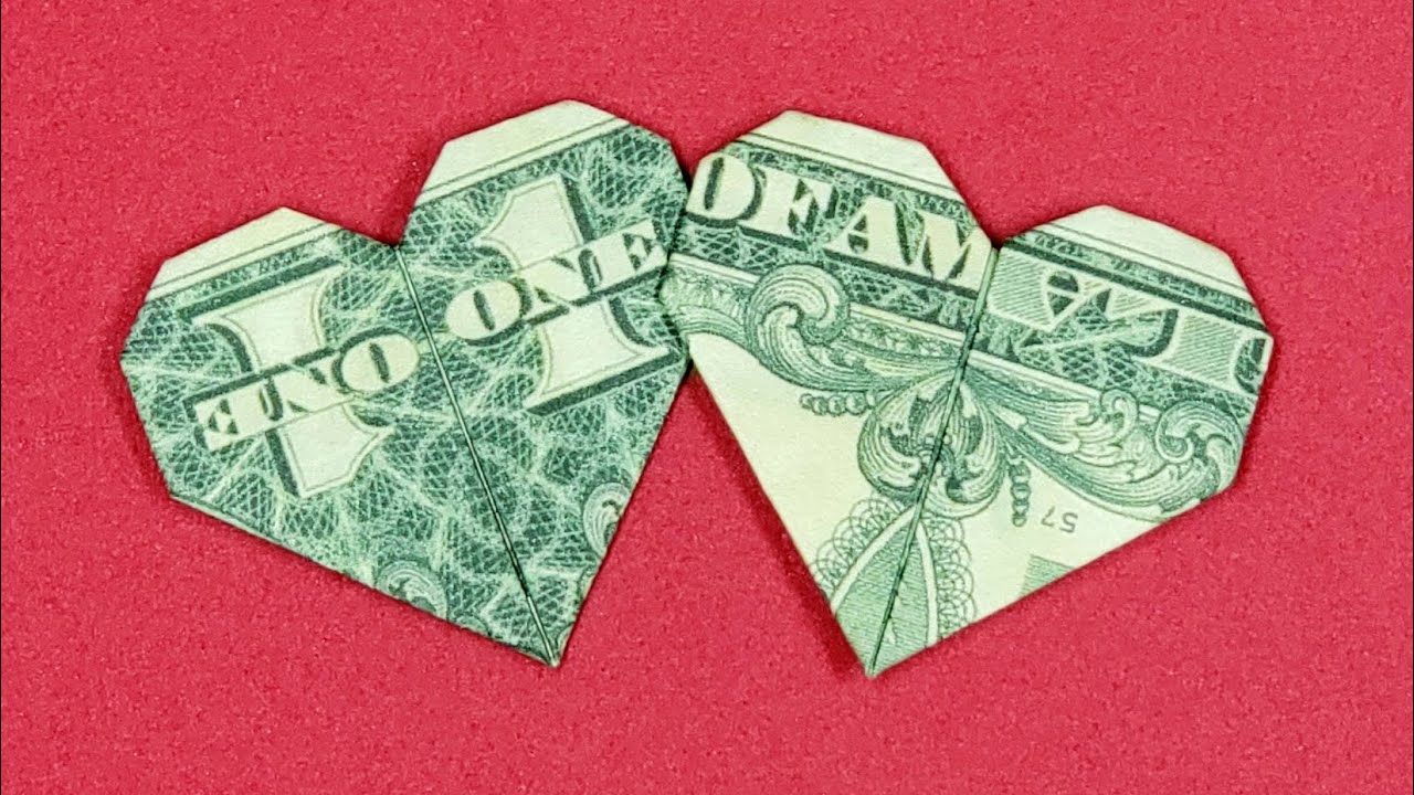 How to fold | Dollar Origami Heart Couple for Valentine's Day | Money Origami