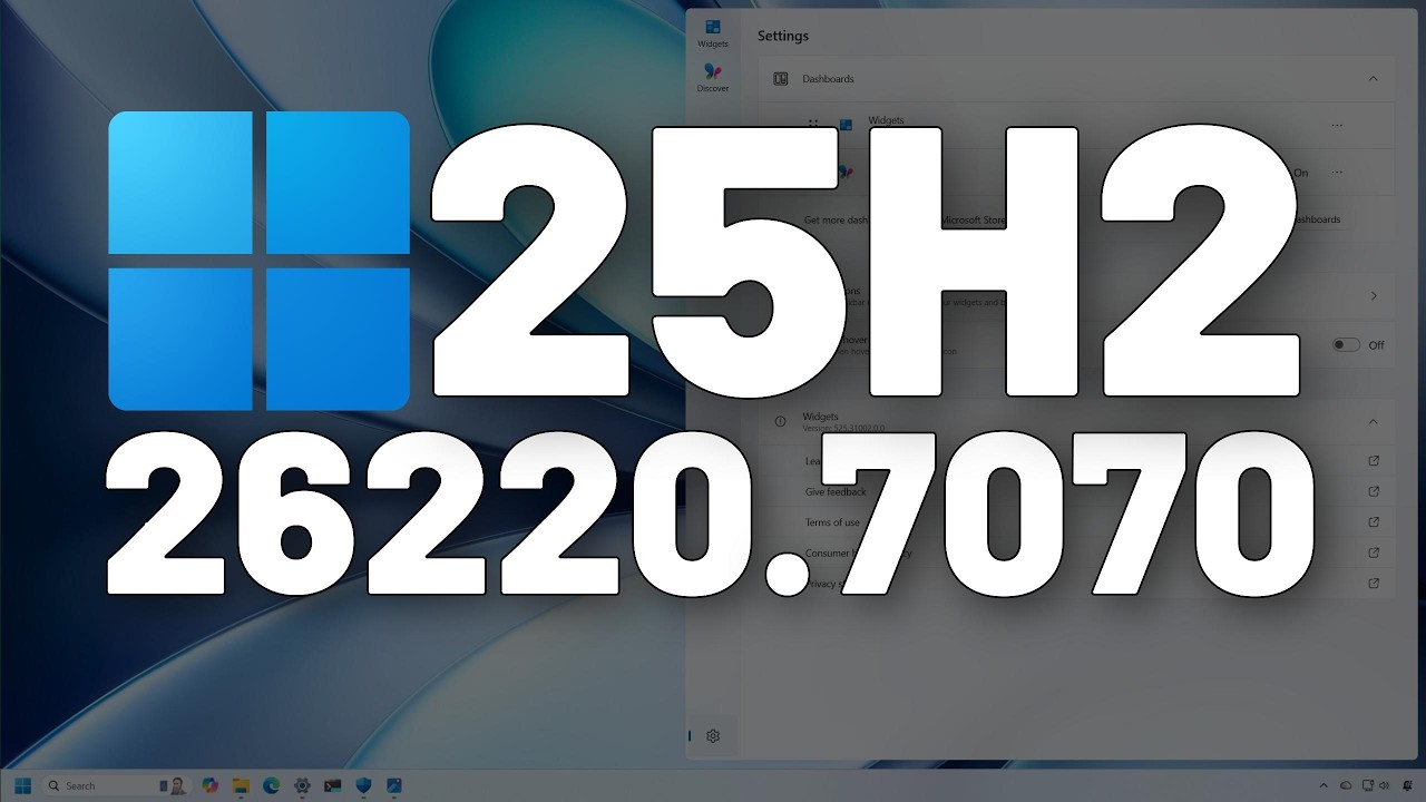 Windows 11 25H2, сборка 26220.7070: НОВЫЕ виджеты, QMR, интеллектуальное управление приложениями ...