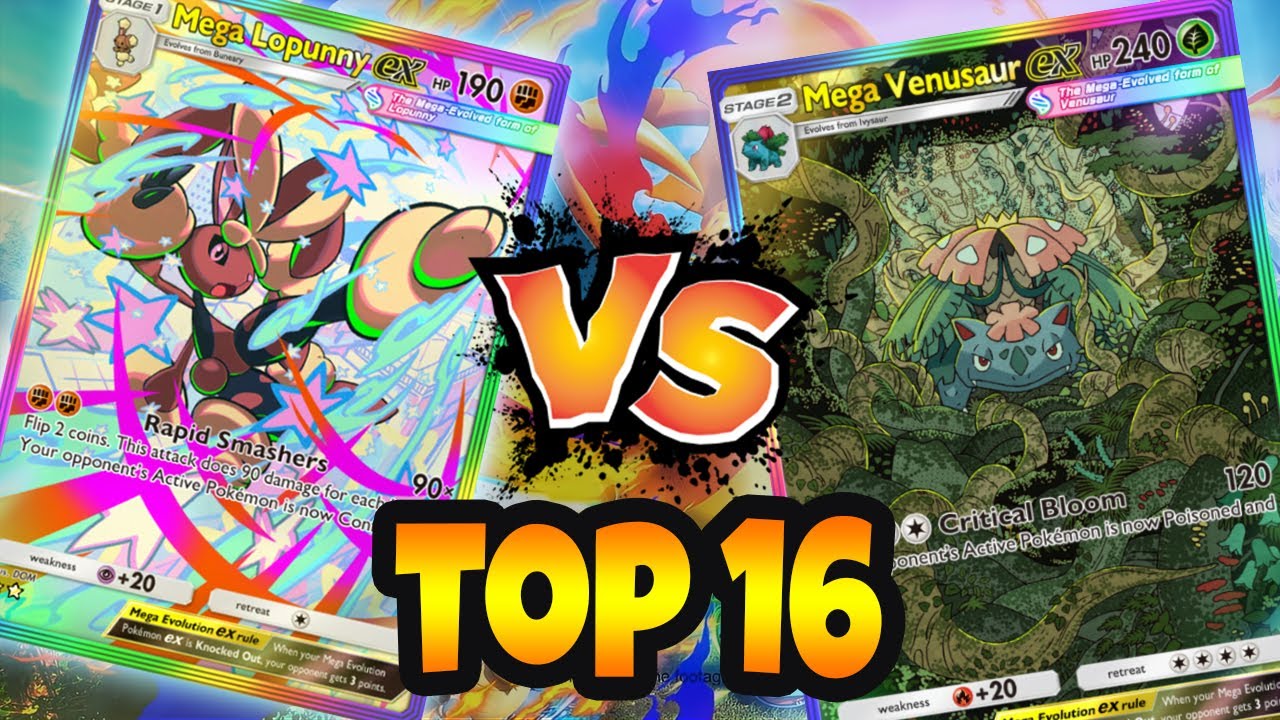 Топ-16! Мега Венузавр EX против Мега Лопанни EX в Pokemon TCG Pocket Crimson Blaze