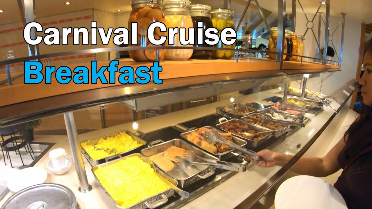 Завтраки на круизном лайнере Carnival Cruise (шведский стол в главном ресторане, Blue Iguana, обс...