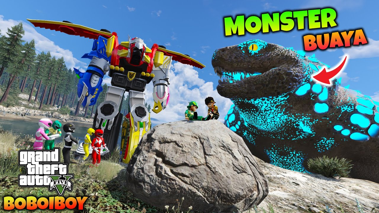 BOBOIBOY GEMPA DAN ROBOT MEGAZORD MEYELAMATKAN BOBOIBOY CRYSTAL - GTA 5 MOD BOBOIBOY