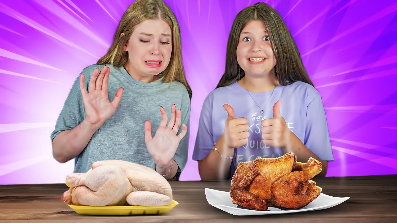 تحدي الاكل المطبوخ ضد الاكل النيء 😭