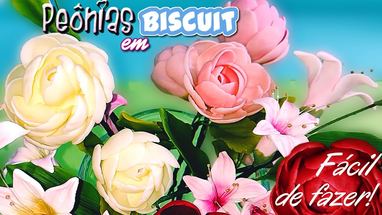 PEÔNIA FECHADA EM BISCUIT:  APRENDA COMO FAZER DE MANEIRA FÁCIL