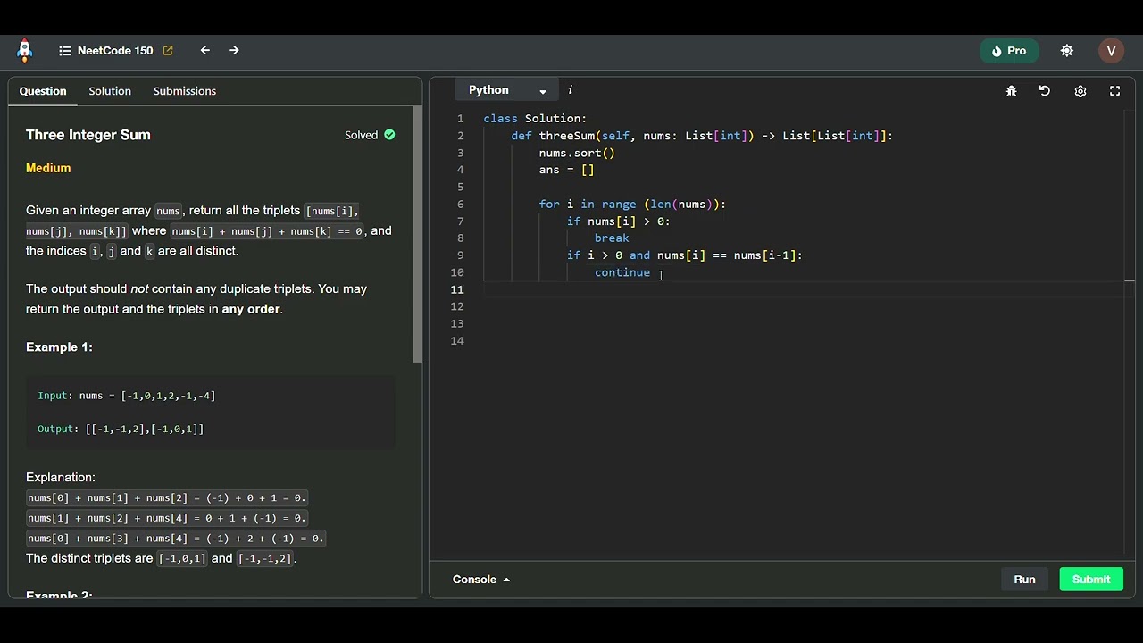 Leetcode 15 - 3Sum (Two Pointer)