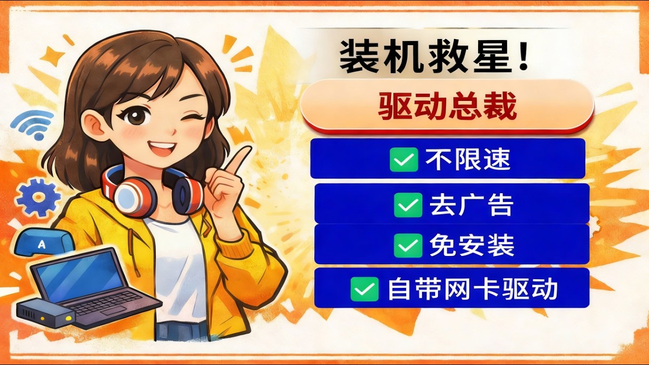 🚀Windows装机救星！驱动总裁免安装版来了，一键搞定所有驱动 驱动总裁免安装+不限速+离线网卡版，驱动总裁 2.20.0.3 绿色单文件版（免安装 / 去登录 / 去广告） 一键装全驱动