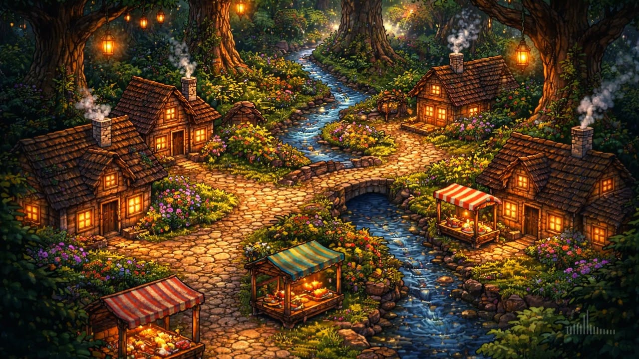 Forest Village 🎮 Retro Game BGM [3 Hours] - music to relax/study to