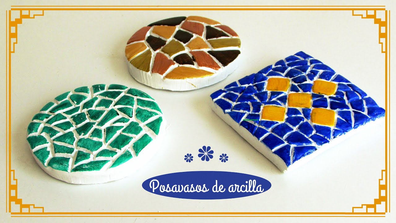 Posavasos de arcilla con imitación a mosaico