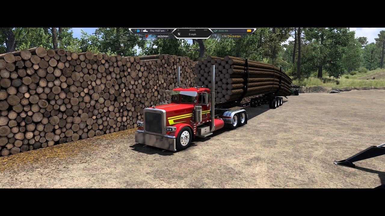 American Truck  - Pizzster 389 Southern Skinning Log Trailer. Long Logs Hauled Poplar Buff - Texark