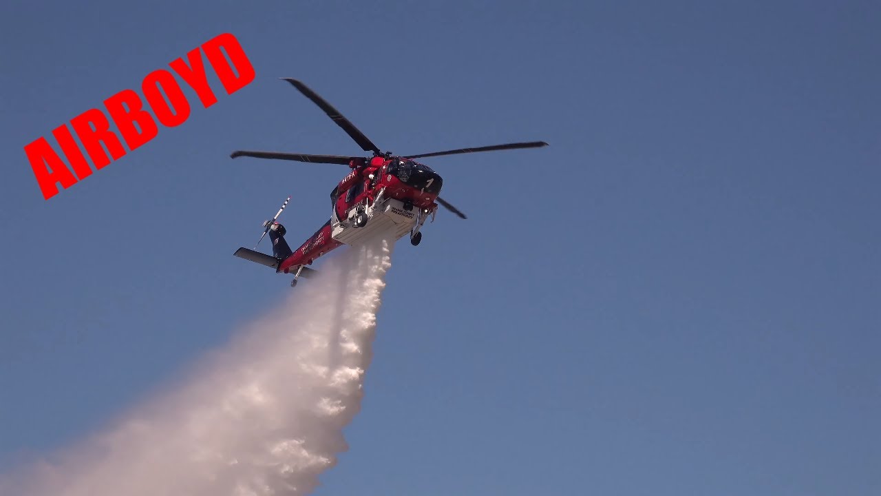 OCFA S-70 Firehawks In Action! Water Dropping Demo