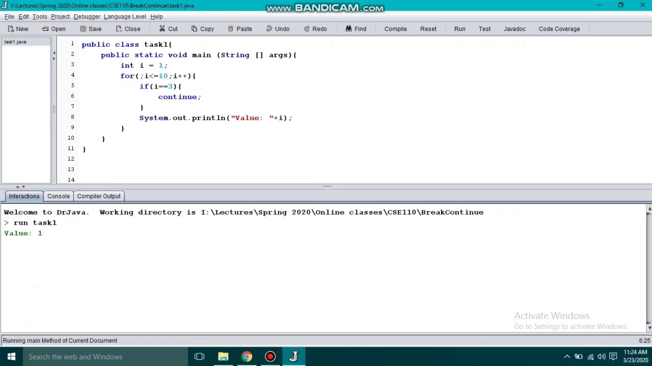 Break and Continue statements in Java