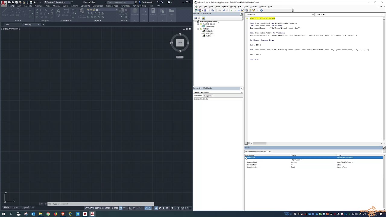 AutoCAD VBA - Insert Blocks at user defined points.