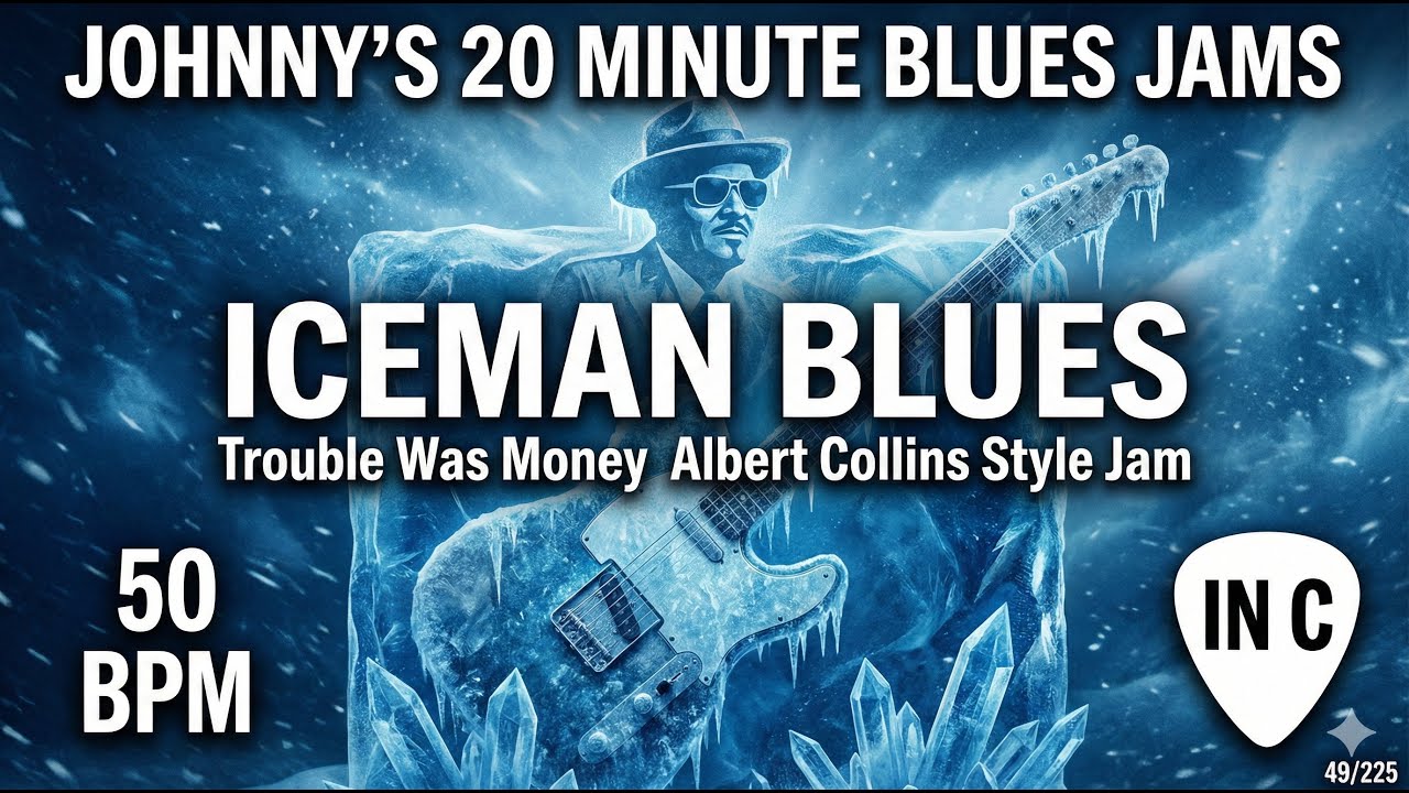 Iceman Blues - 'Trouble Was Money' Albert Collins Style Jam in C [50 BPM] 49/225