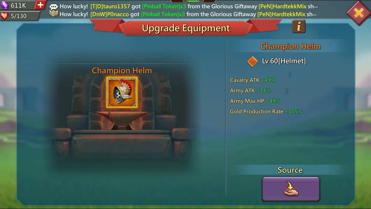 MYTHIC CHAMP HELM - Pinball Event - Huge Upgrades On My Account - Lords Mobile
