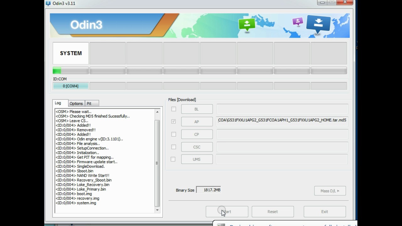 Firmware update Galaxy Grand Prime SM-G531F - odin