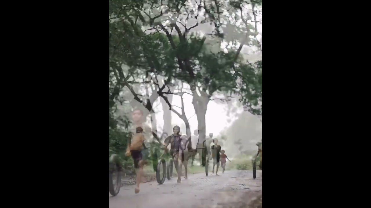 chasing a waste tire🛞 with stick. #Village fun game @srimanshiva999