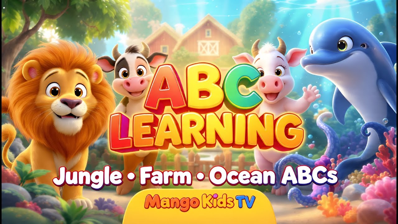 ABC Learning Song for Kids | Jungle, Farm & Ocean Animals | Learn Alphabet A–Z
