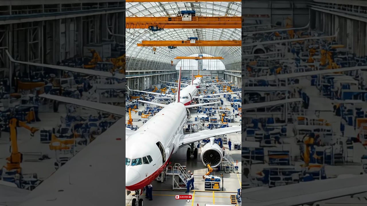 Massive commercial jets being assembled! ✈️ #airplane #aviation #manufacturing #shorts #viralshorts