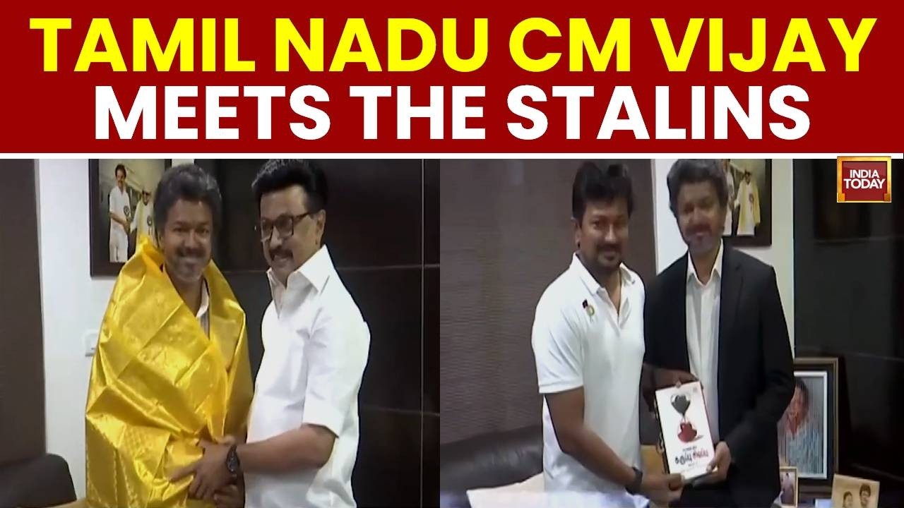 Breaking: Tamil Nadu CM Vijay Meets Former CM MK Stalin And LoP Udayanidhi Ahead Of Assembly Session