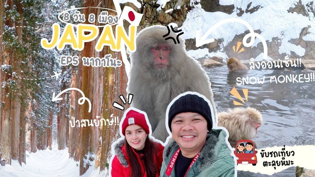 ขับรถเที่ยวตะลุยหิมะที่ญี่ปุ่น🇯🇵: EP5 เมืองนากาโนะ ป่าสนยักษ์ Togakushi Shrine & ลิงหิมะแช่ออนเซ็น!!