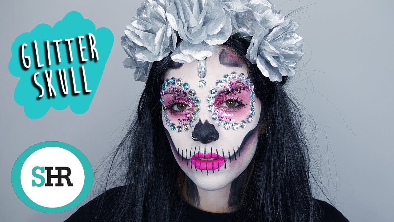 GLITTER SKULL HALLOWEEN MAKEUP TUTORIAL