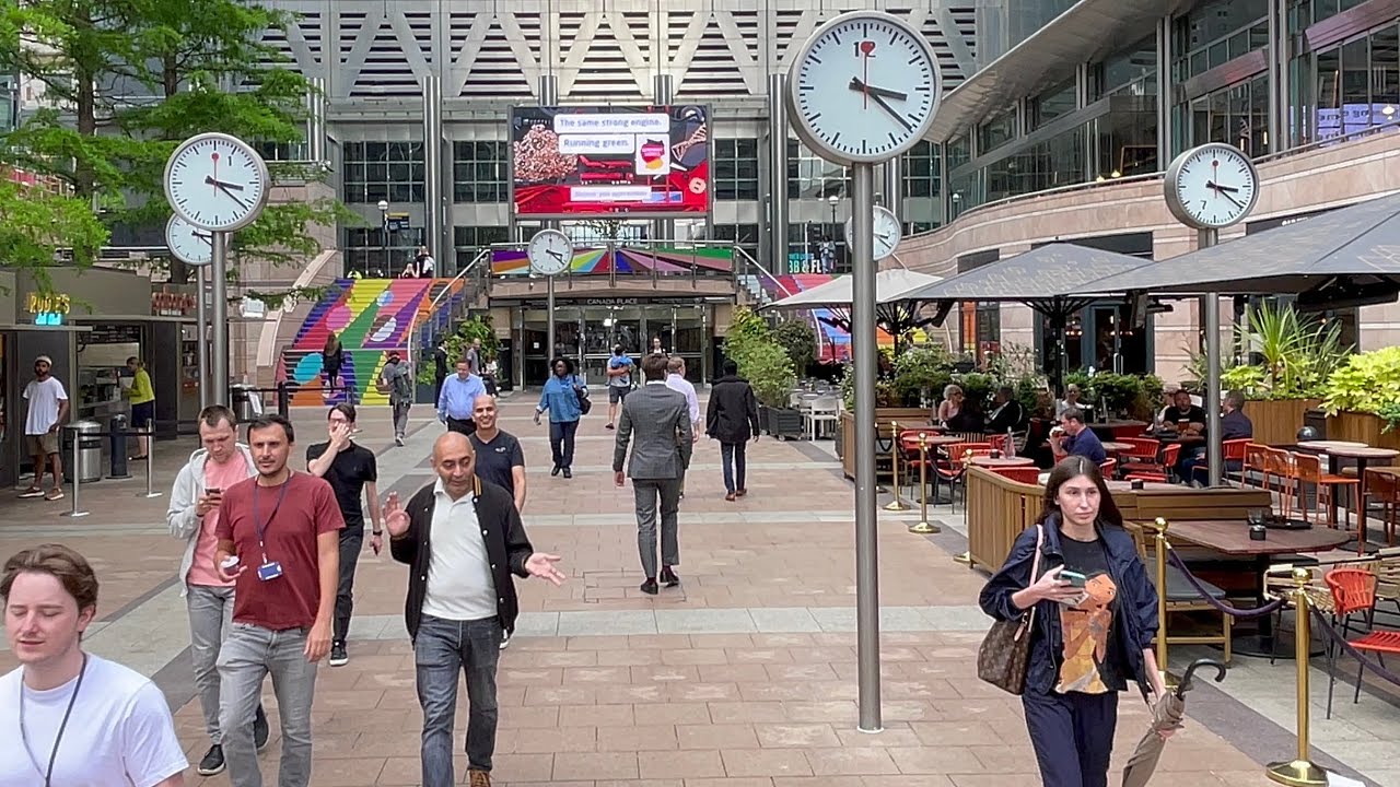 Canary Wharf London Walking Tour |  East London Business District | London Summer Walk [4K HDR]