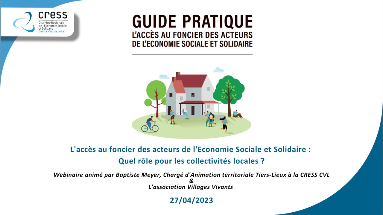 [WEBINAIRE] L'accès au foncier des acteurs de l'ESS - Quel rôle pour les collectivités locales