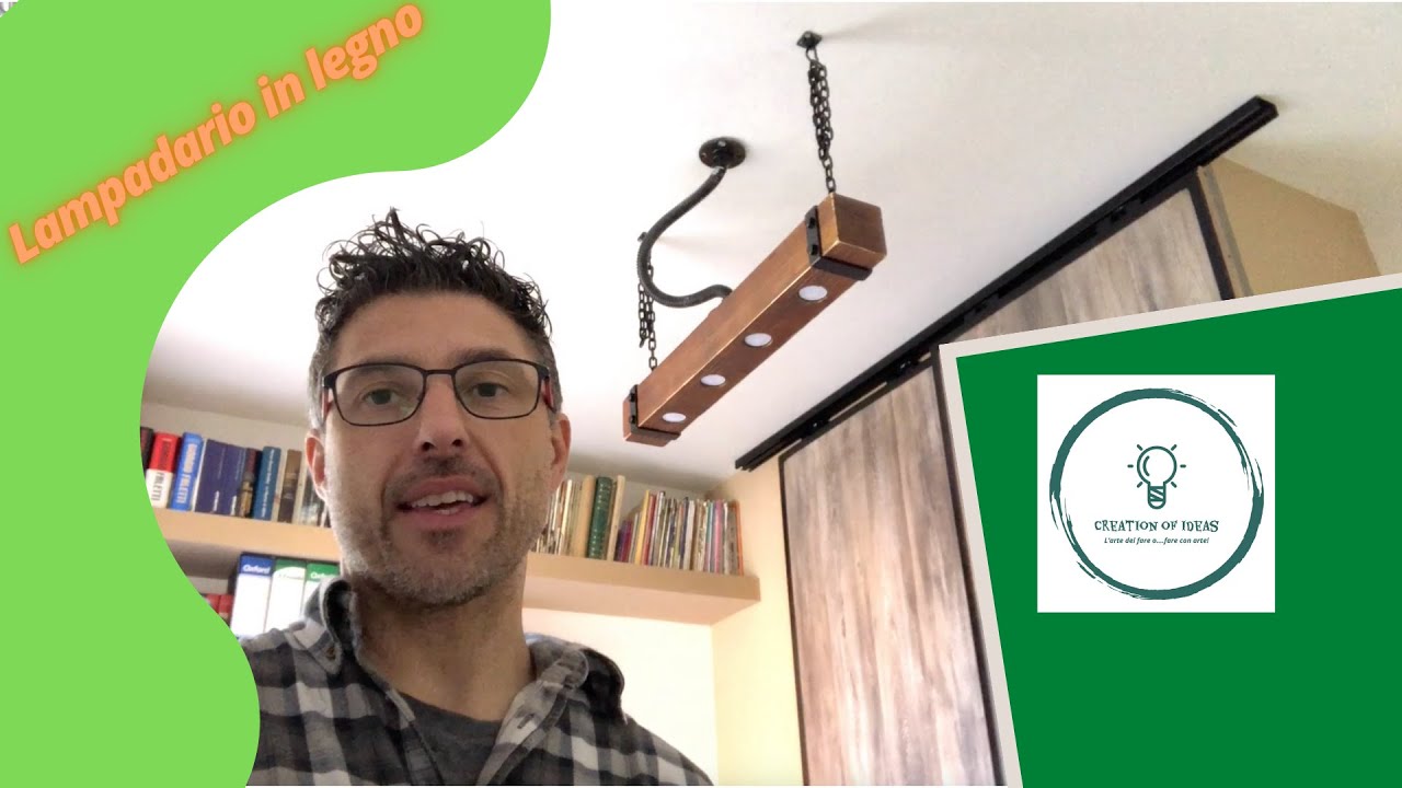 Lampadario a trave in legno - Industrial Design