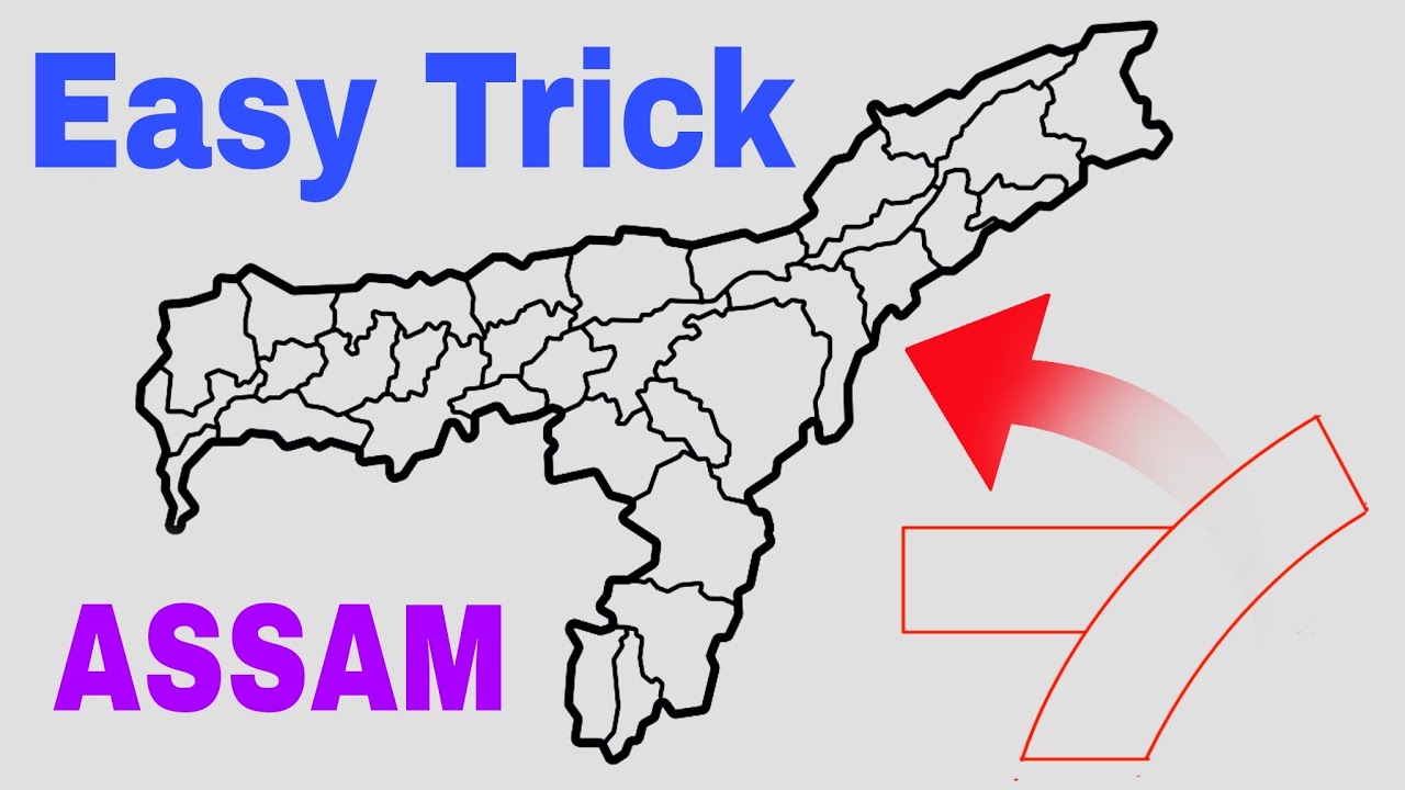 Assam map drawing easy tricks || How to draw Assam map easily