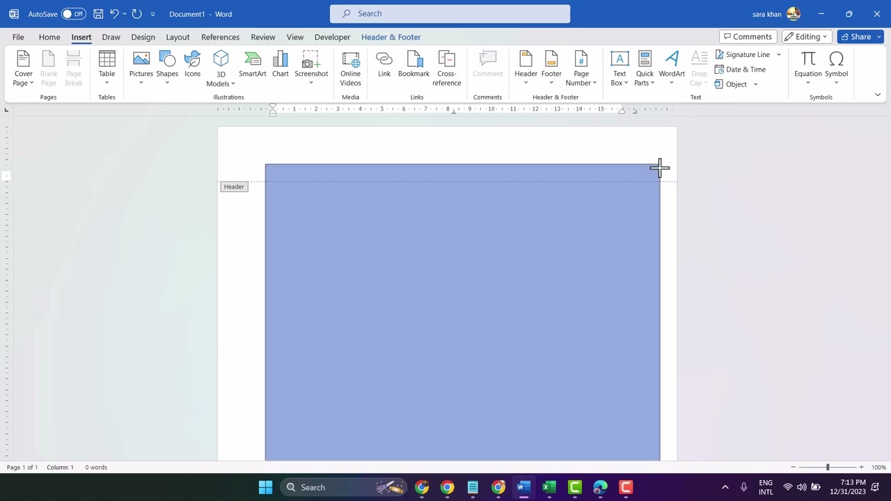 How to set border of header or footer in Word