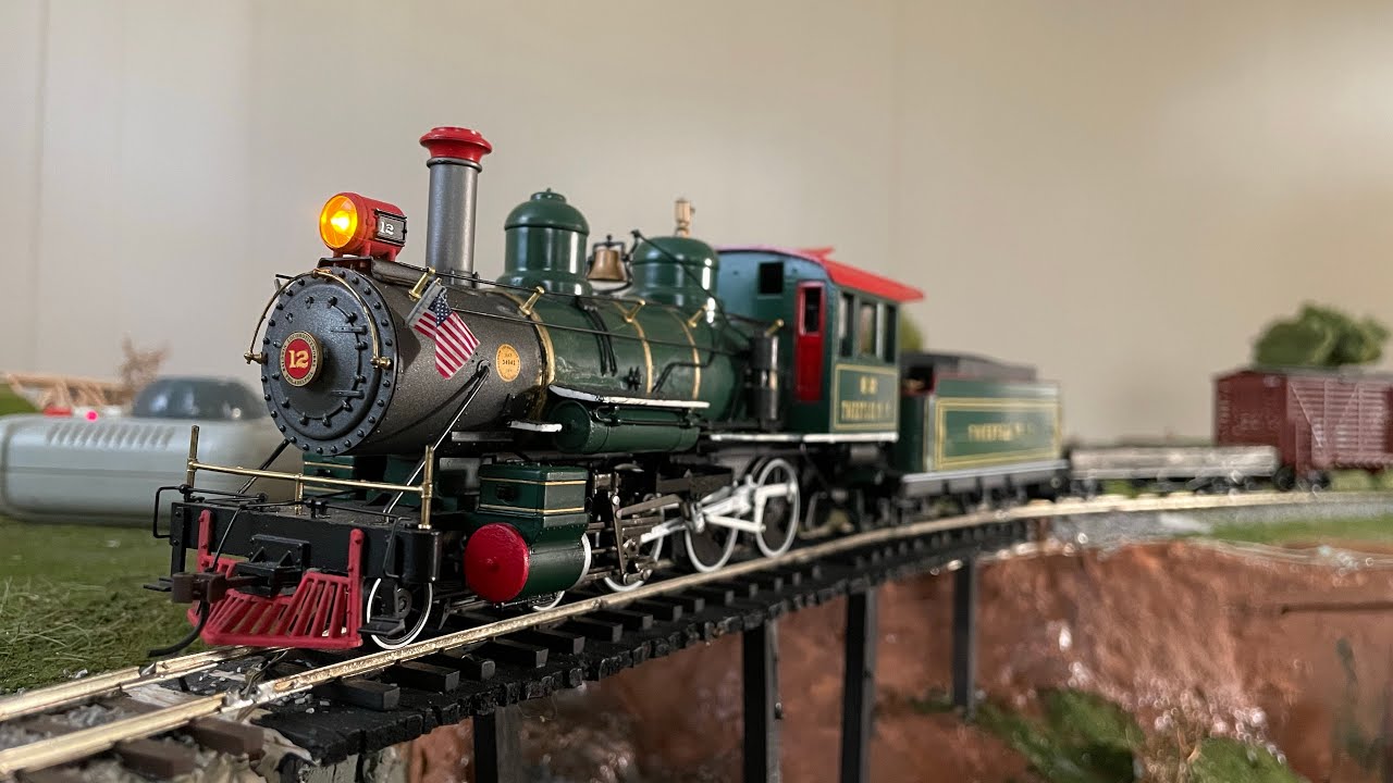 Tweetsie On30 locomotives running around the layout with a special guest