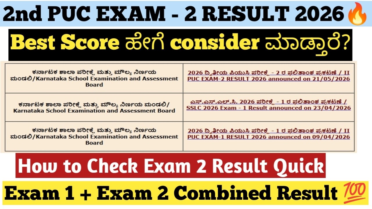 2nd PUC Board Exam - 2 Results 2026📢 | Exam 1 + Exam 2 Combined Result 💯 Important Tips  in Kannada