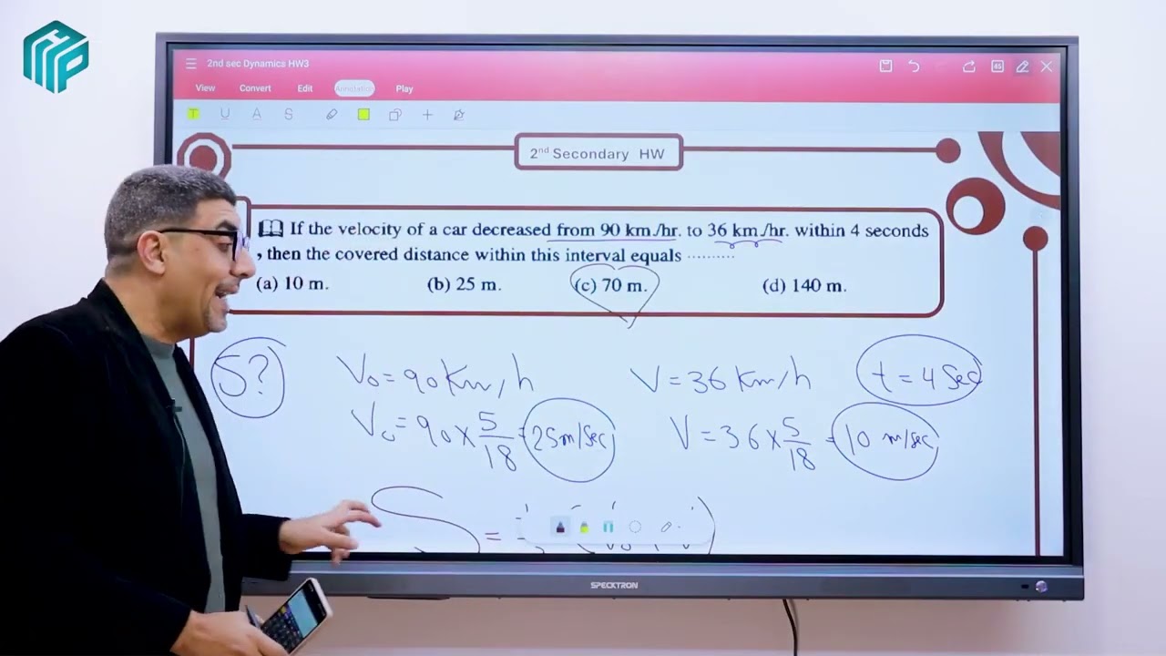 Homework | dynamic | straight motion with uniform acceleration | 2nd sec